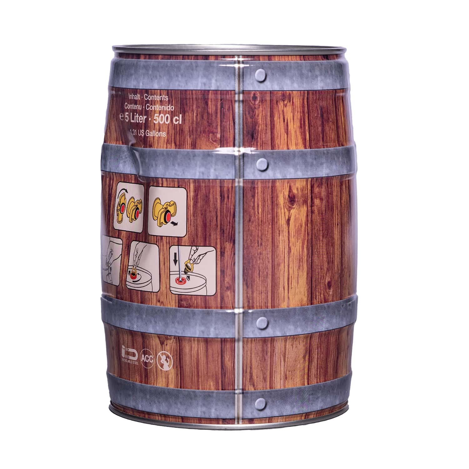 Aktionsposten - 5 Liter Partyfass mit Zapfhahn, Holzoptik