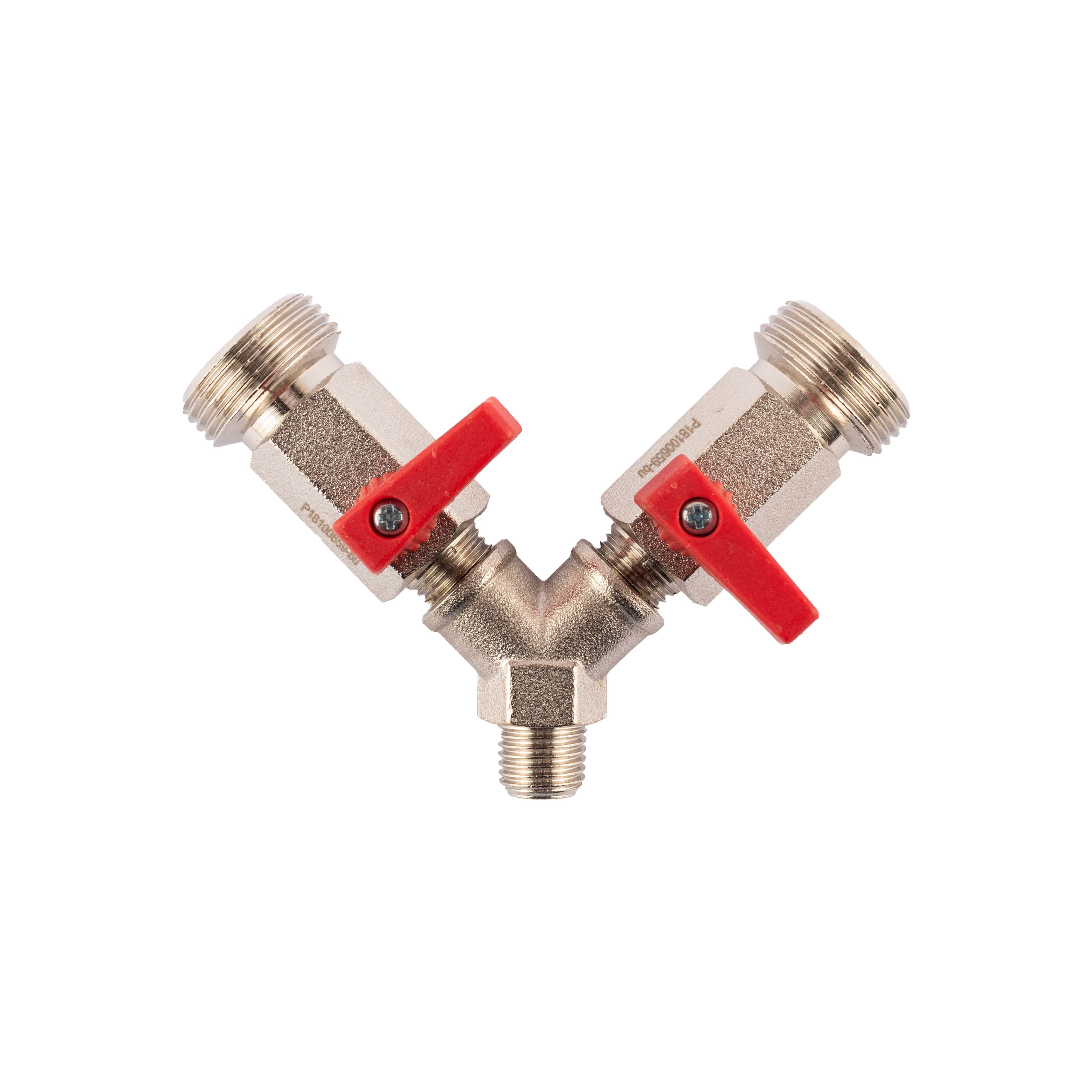 Micro Matic Gabelstück 1/4" AG auf 2x 3/4" AG - 2x Absperrhahn_2