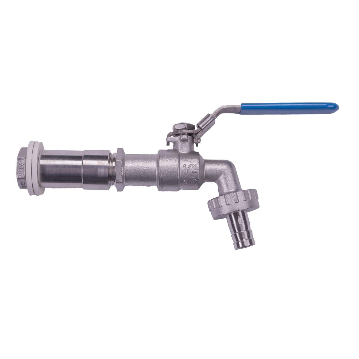 Auslaufkugelhahn 1/2" AG Edelstahl mit Adapter 3/8"