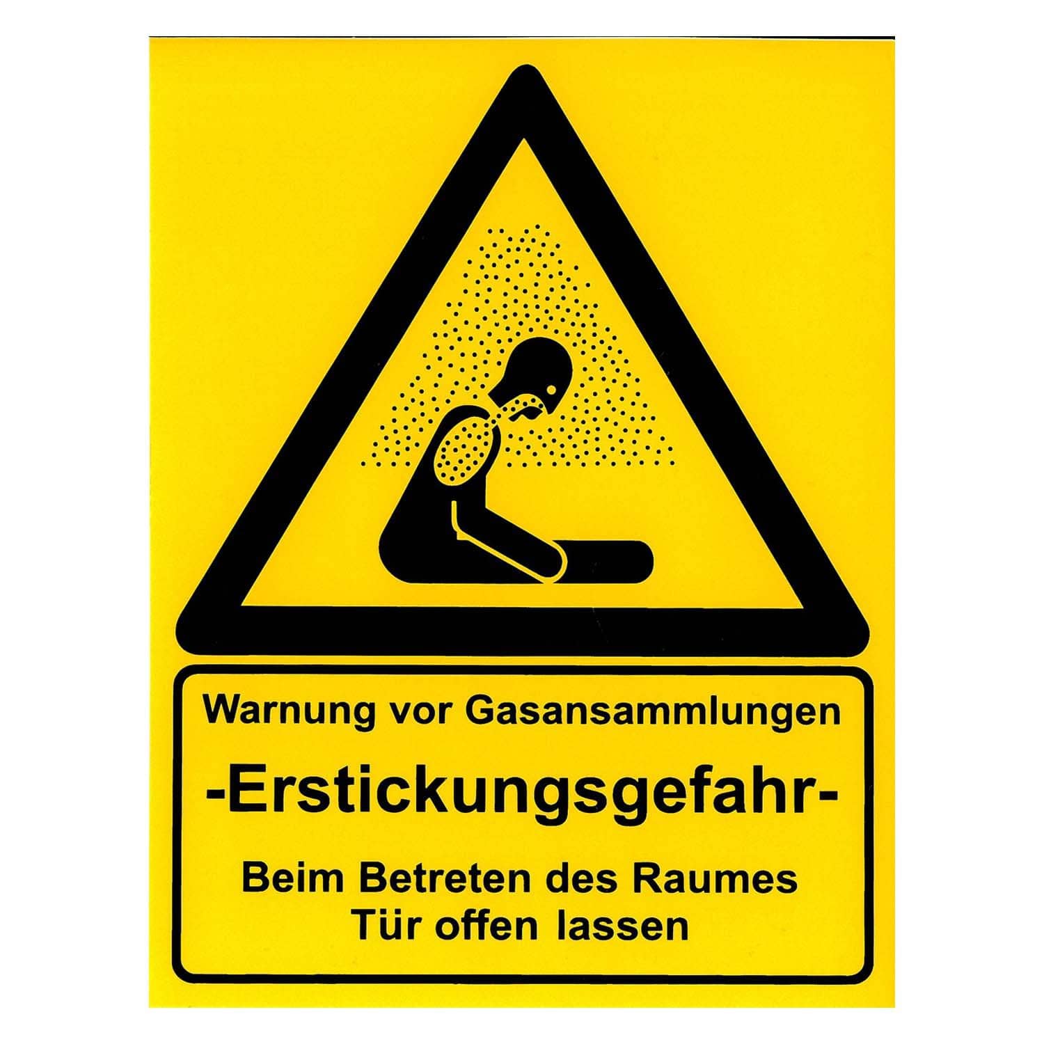 Warnschild ERSTICKUNGSGEFAHR mit Symbol selbstklebend