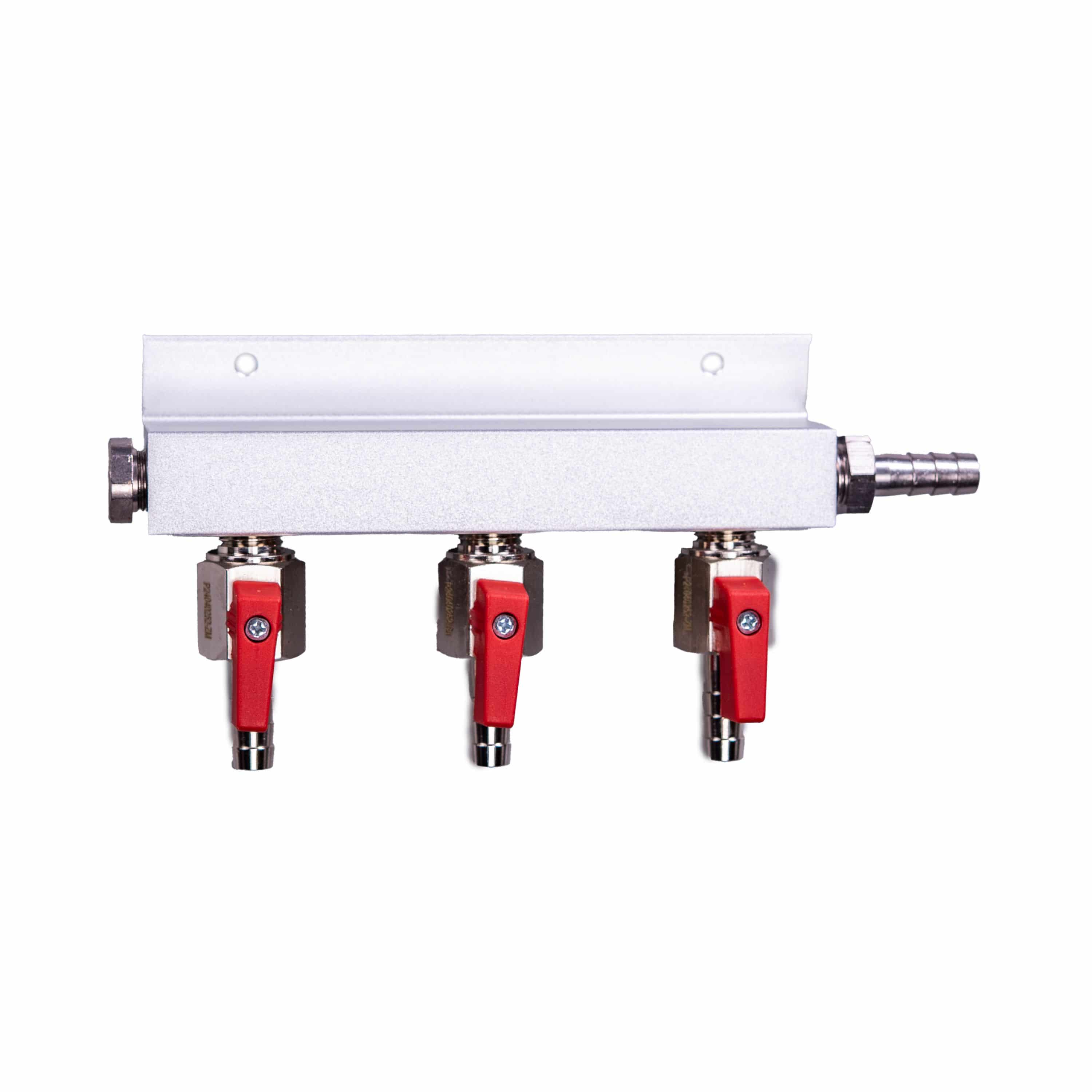 CO2 Verteiler 3-fach - links blind mit 4 Tüllen