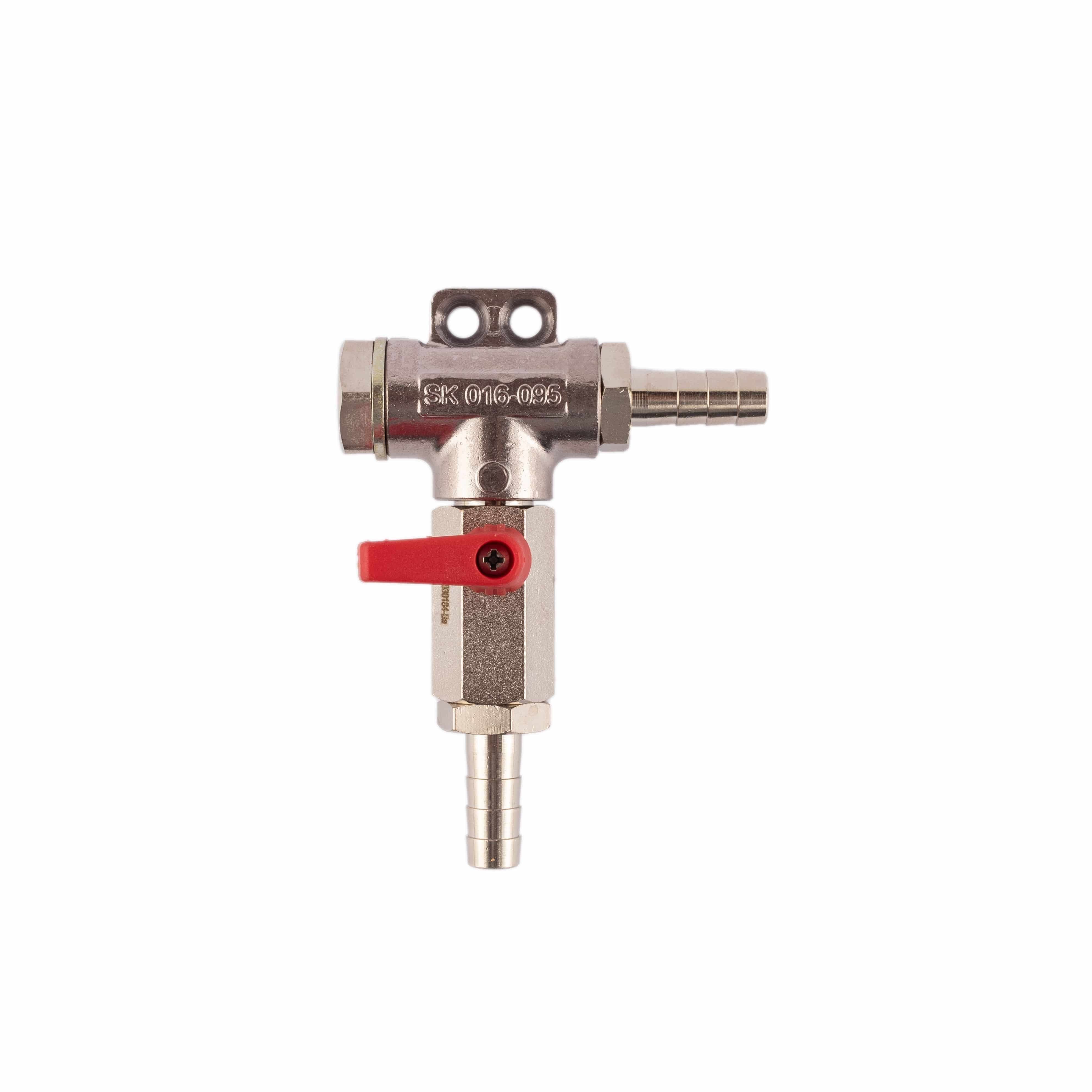 CO2 Verteiler 1-leitig - links blind 2 Tüllen für 7 mm Schlauch