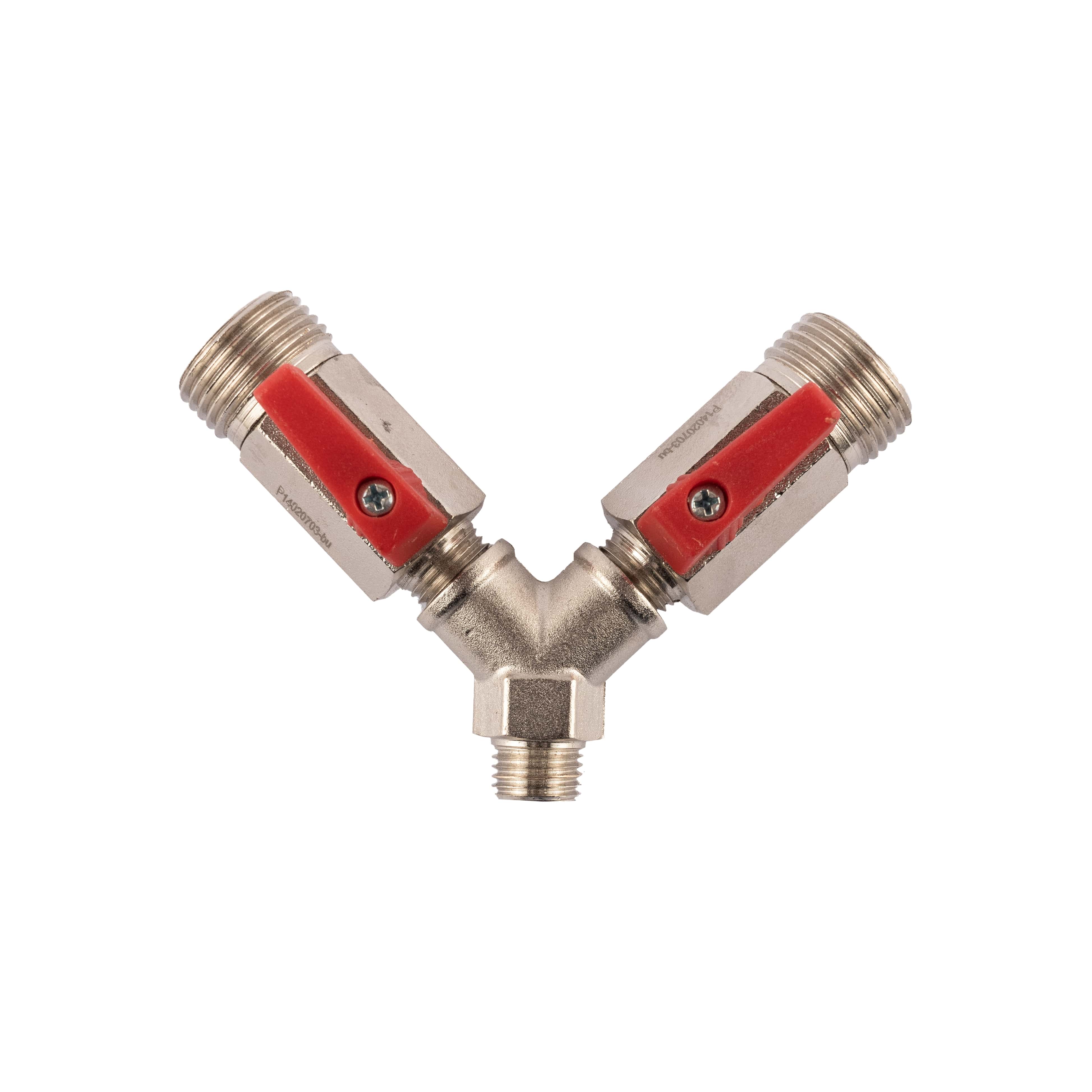 Micro Matic Gabelstück 1/4" AG auf 2x 5/8" AG - 2x Absperrhahn_1