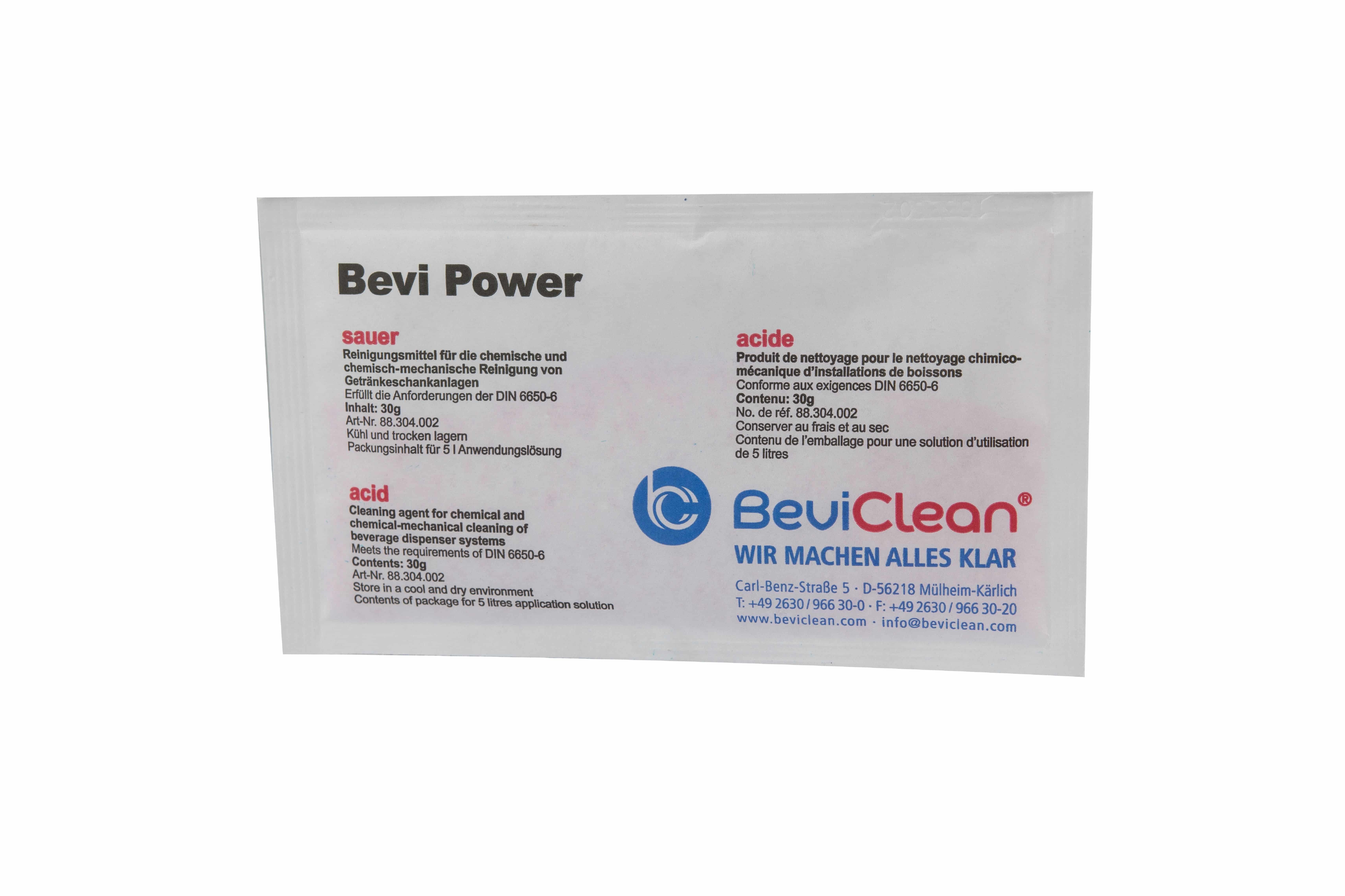 Reinigungspulver BEVI POWER SAUER 30 g für Schankanlagen