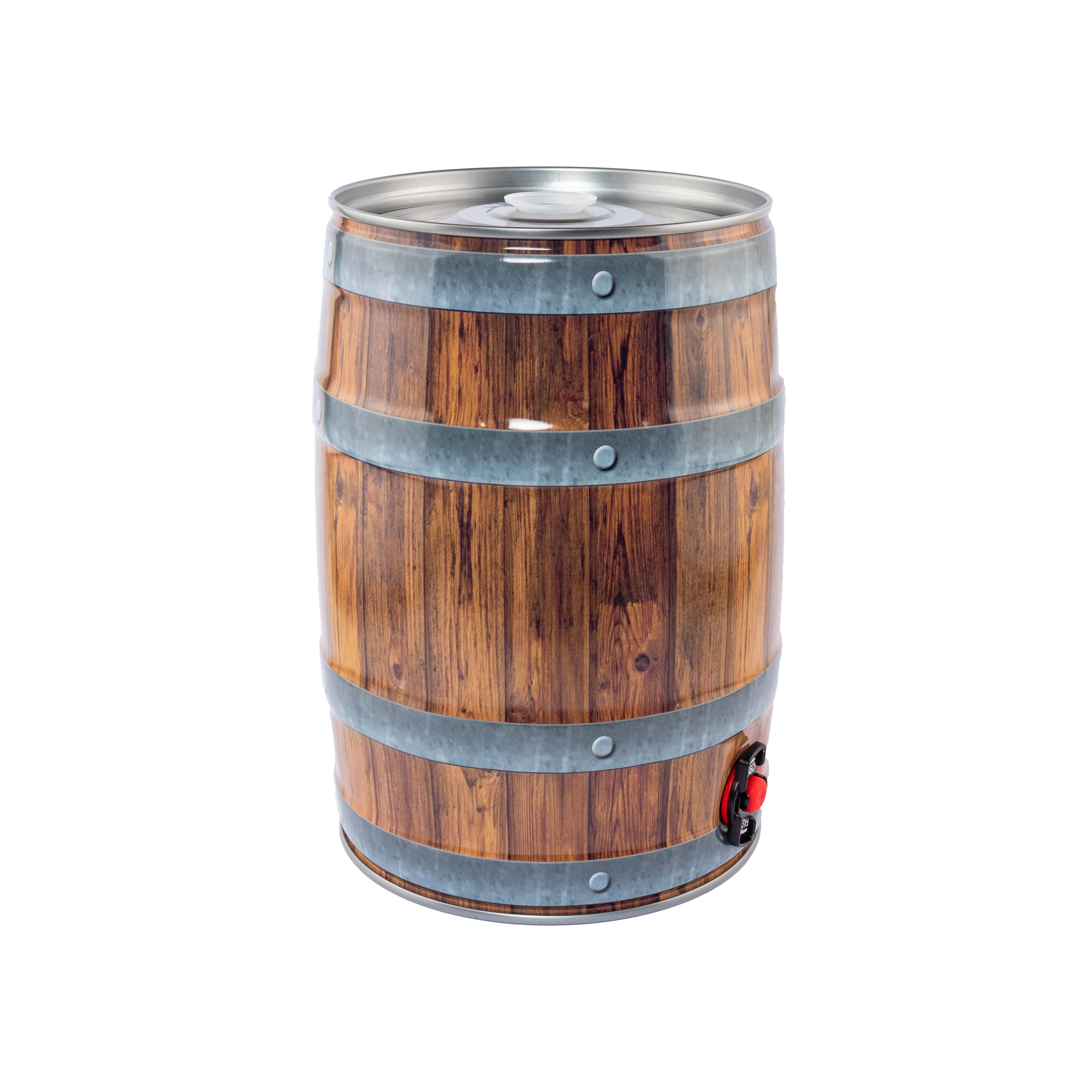 5 Liter Partyfass mit Zapfhahn, Holzoptik