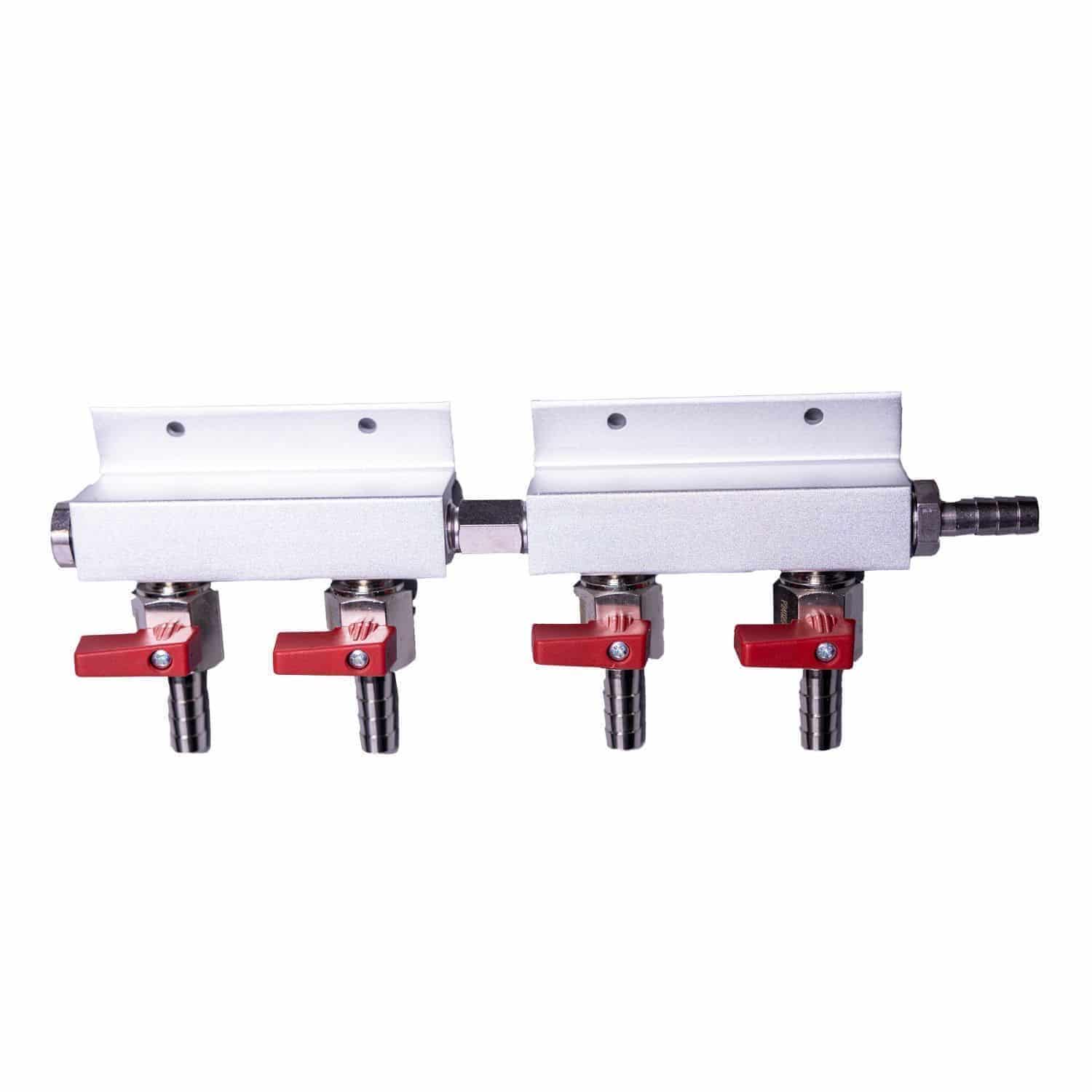 CO2 Verteiler 4-fach - links blind mit 5 Tüllen