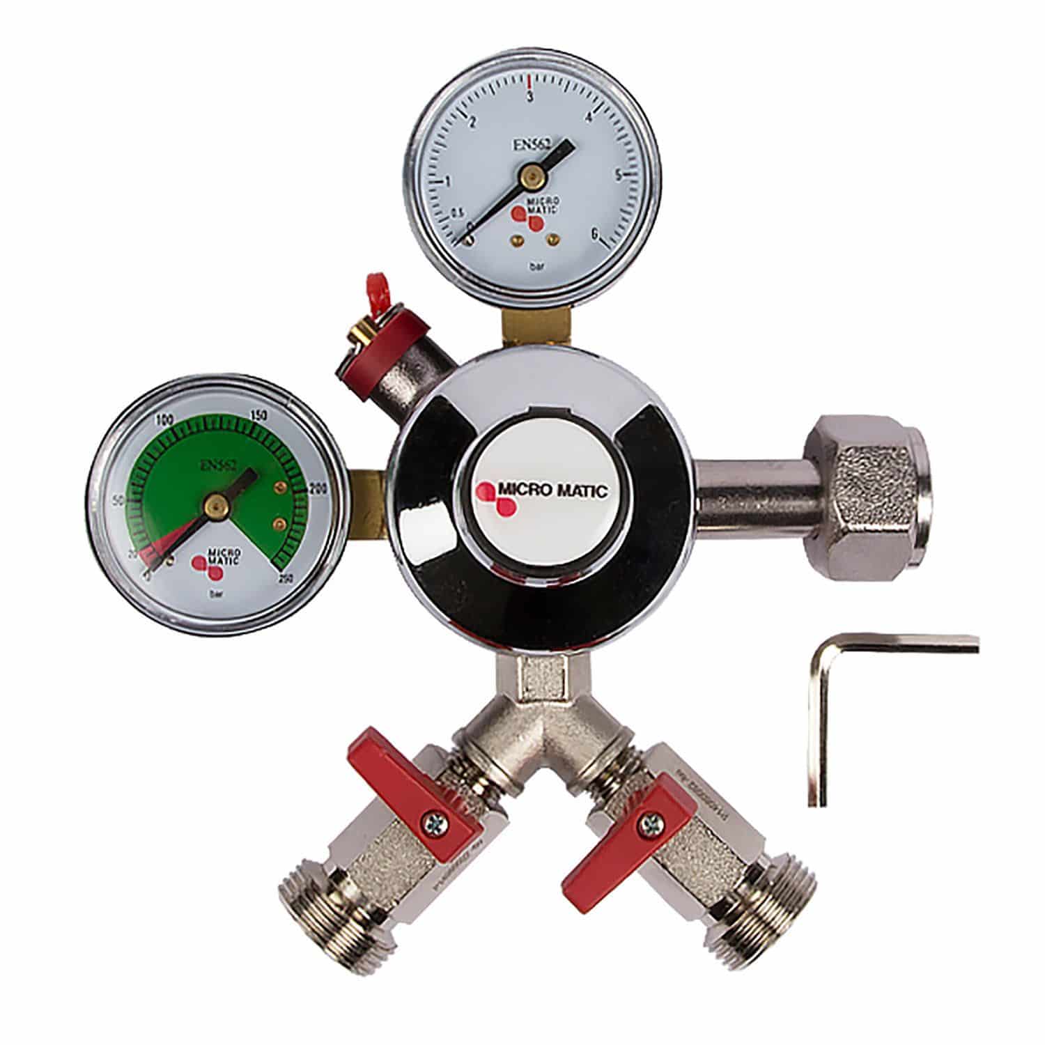 CO2 Druckminderer PREMIUMPLUS 2-leitig BIER mit Vordruckanzeiger