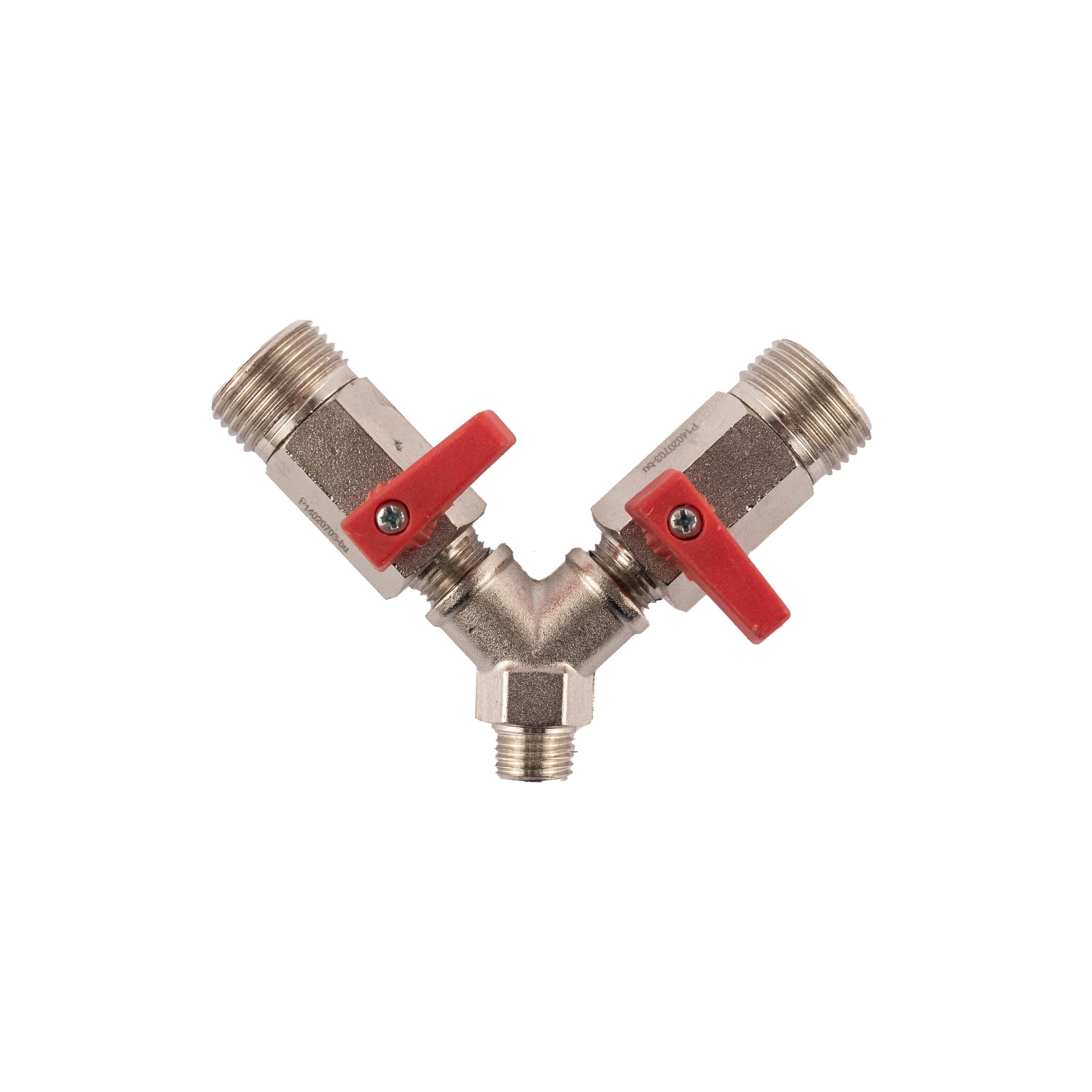 Micro Matic Gabelstück 1/4" AG auf 2x 5/8" AG - 2x Absperrhahn_2