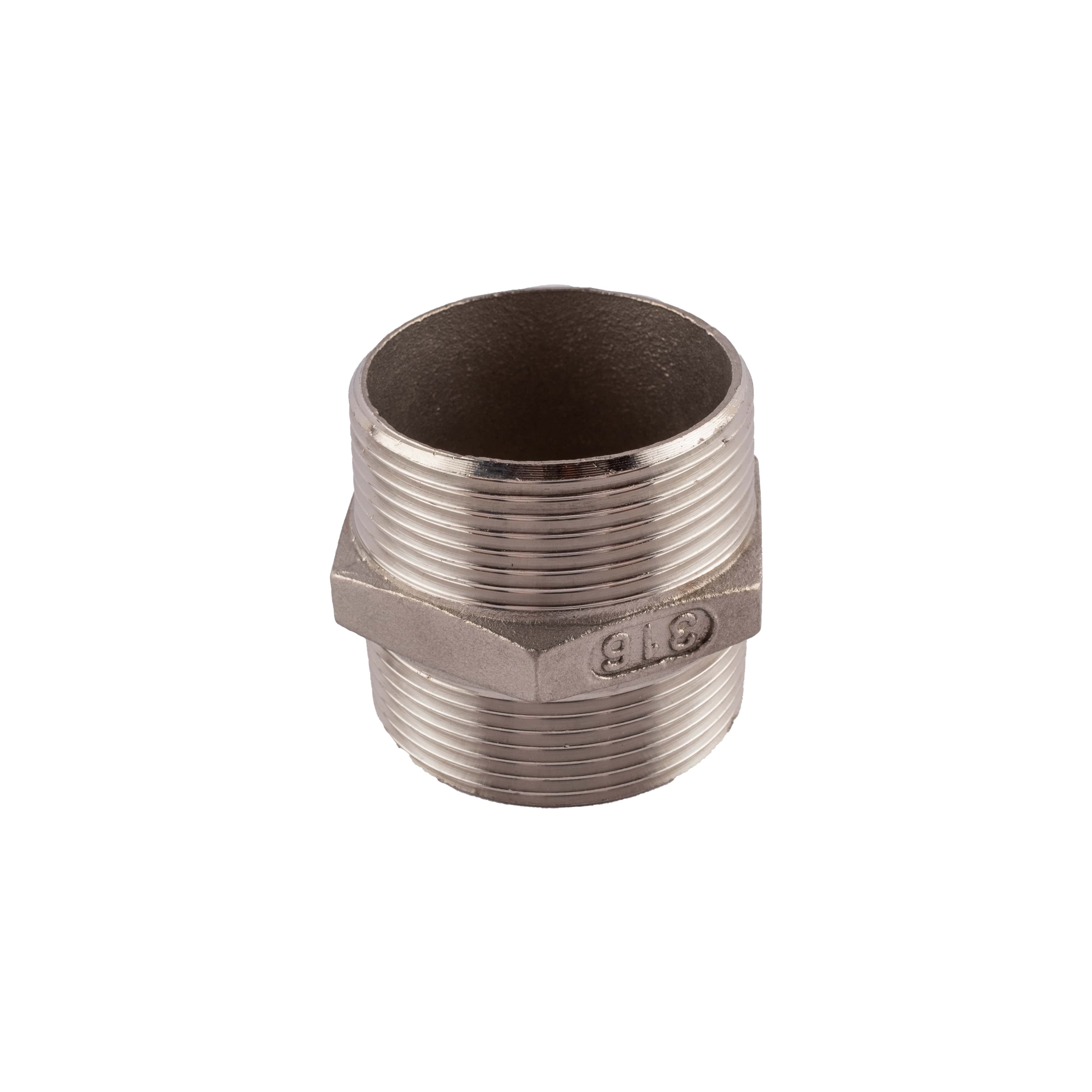 Doppelnippel 1 1/2" mit Sechskant Edelstahl