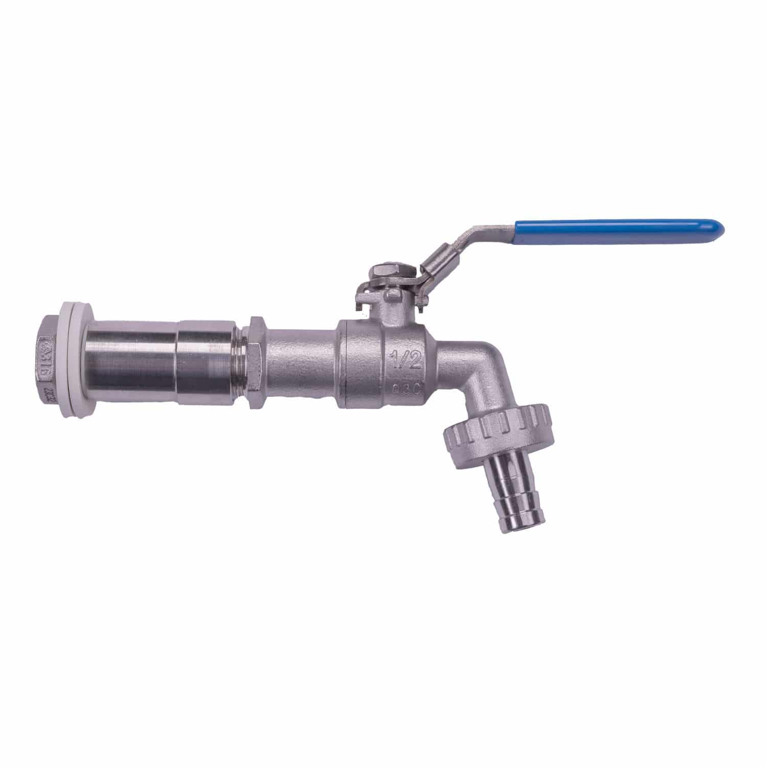 Auslaufkugelhahn 1/2" AG Edelstahl mit Adapter 3/8"