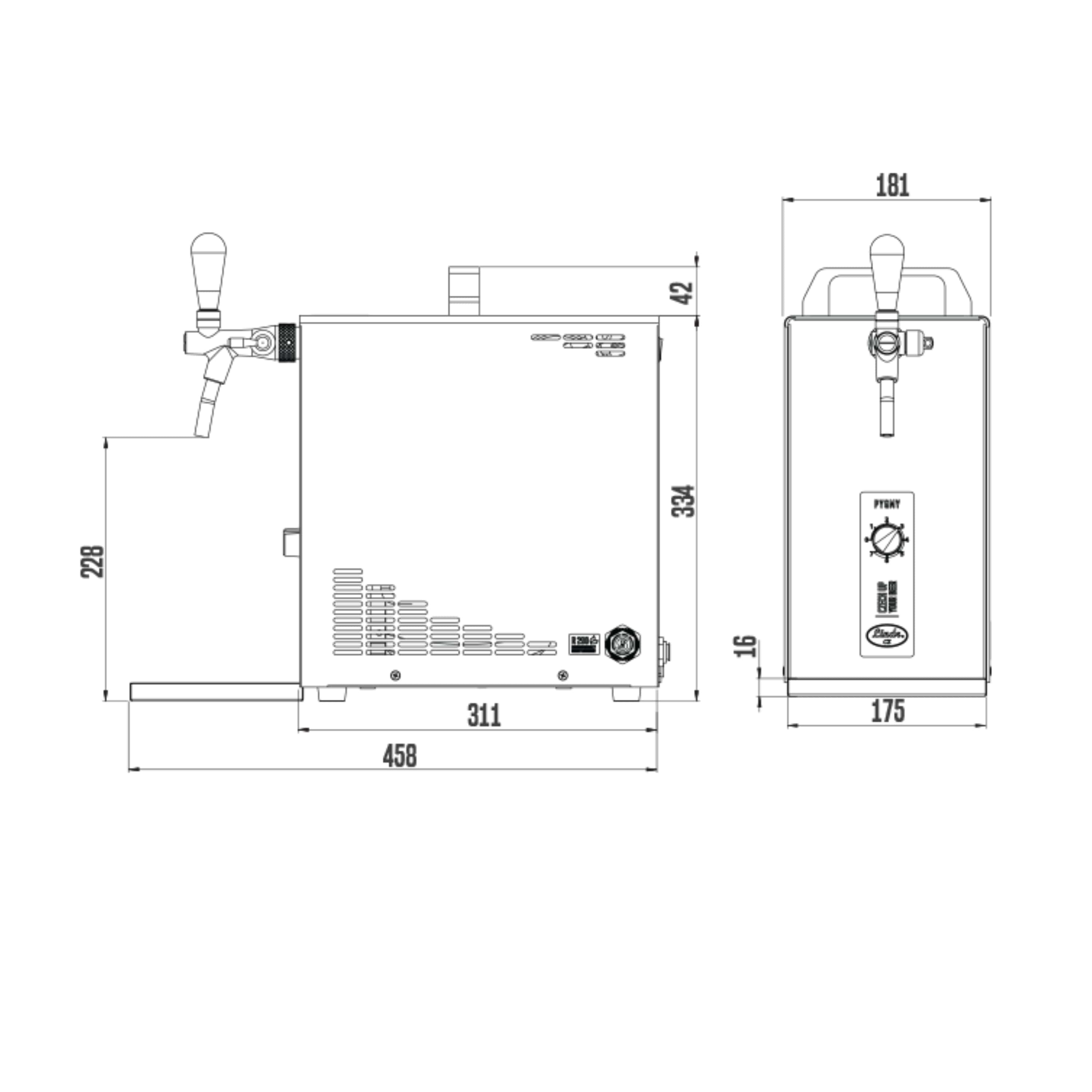 Bierkoffer Durchlaufkühler 1-leitig 25l/h 7mm | LINDR PYGMY 25/K_3
