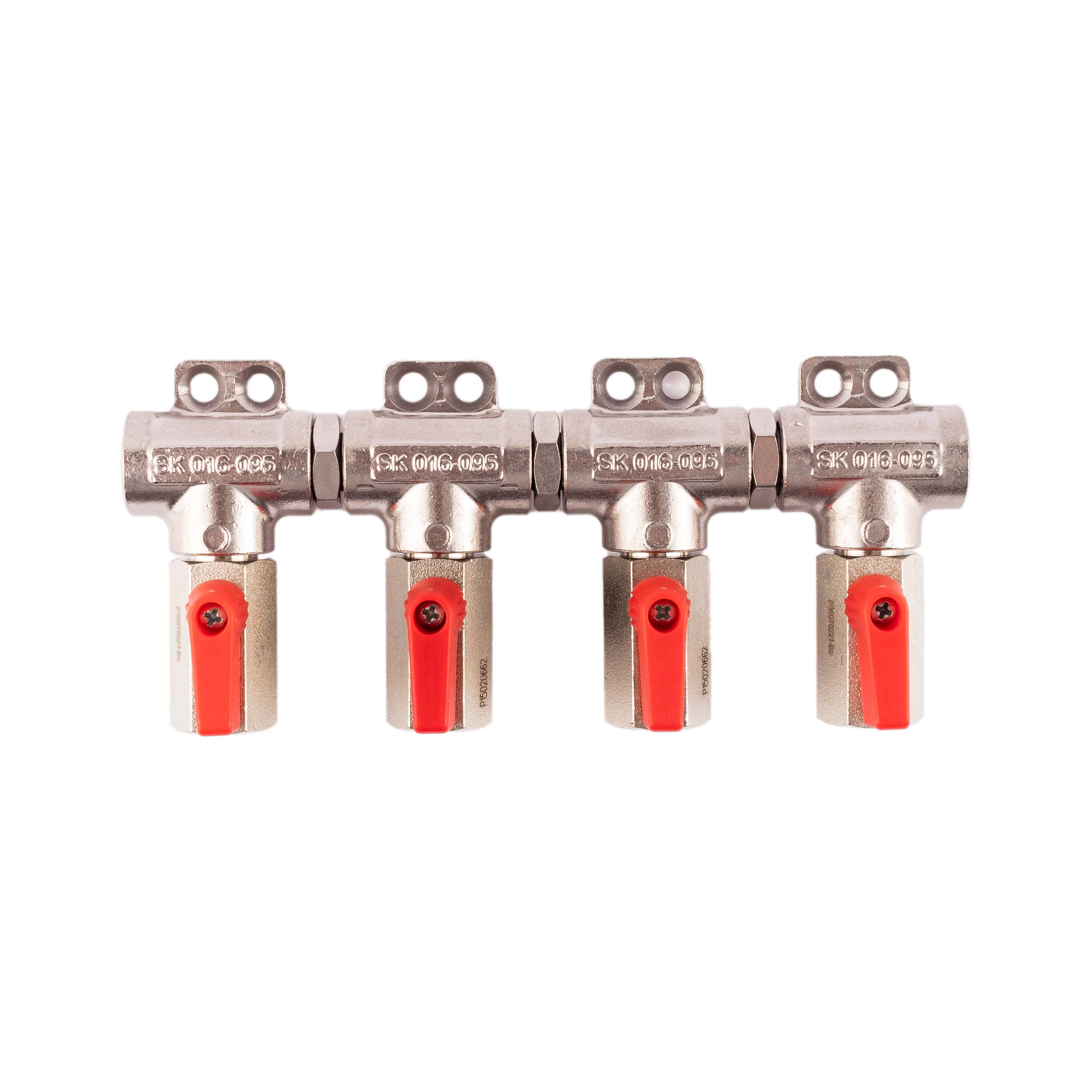 CO2 Verteiler 4-leitig - allseits 1/4" IG